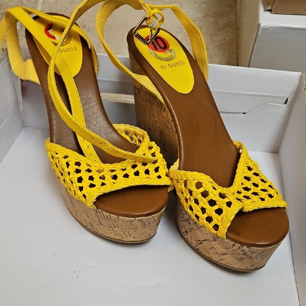 Guess Yellow Wedge Sandals for Women